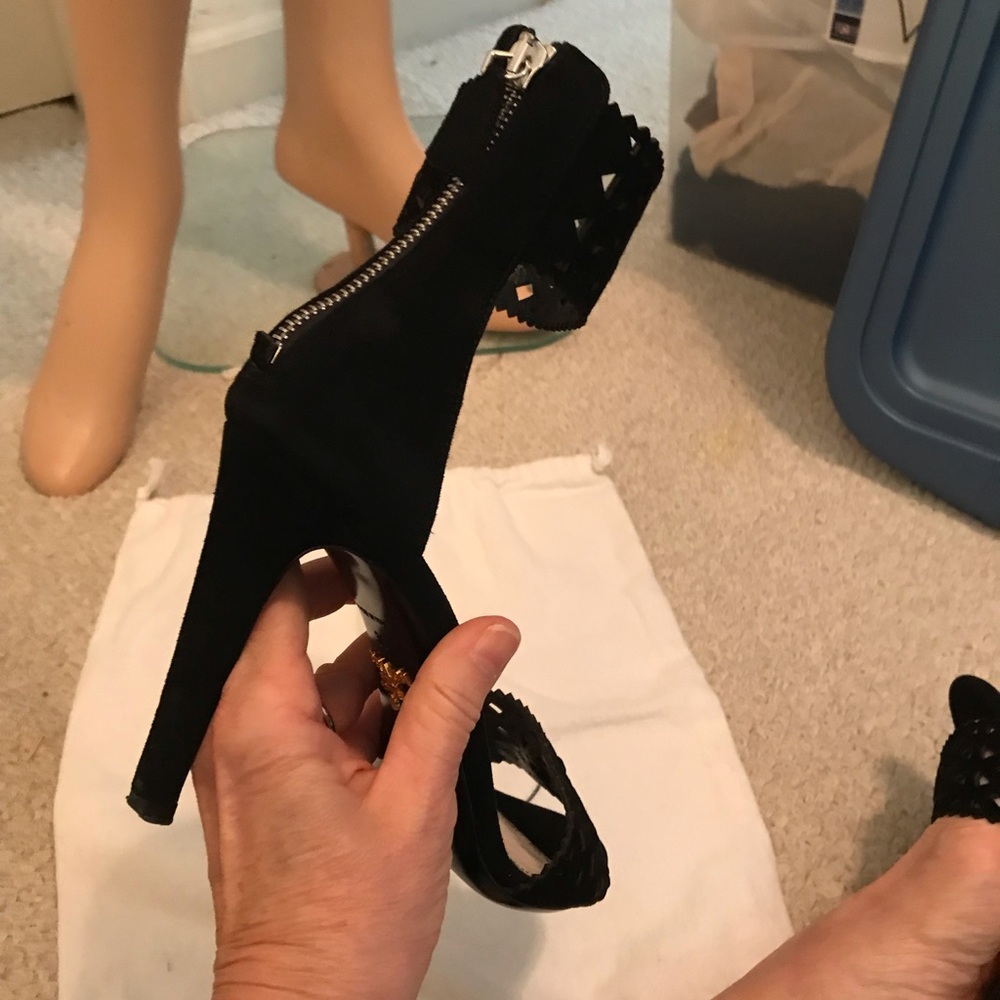 Prada suede pumps with cutouts 8 black $1140 gently worn cruise only - Picture 6 of 14